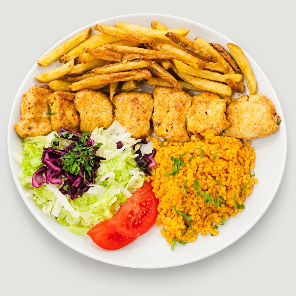 Poulet grillé, frites, boulgour et salade, Fresh Food Colomiers